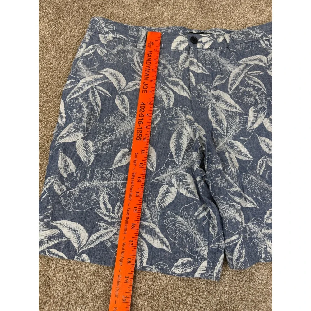 Banana Republic Aiden Shorts Mens 34 Blue White Tropical‎ Linen Cotton Coastal